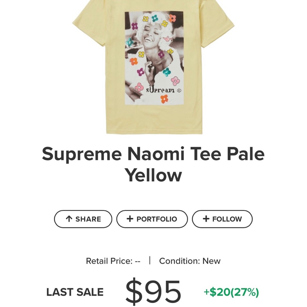 Supreme Naomi Tee Pale Yellow Medium